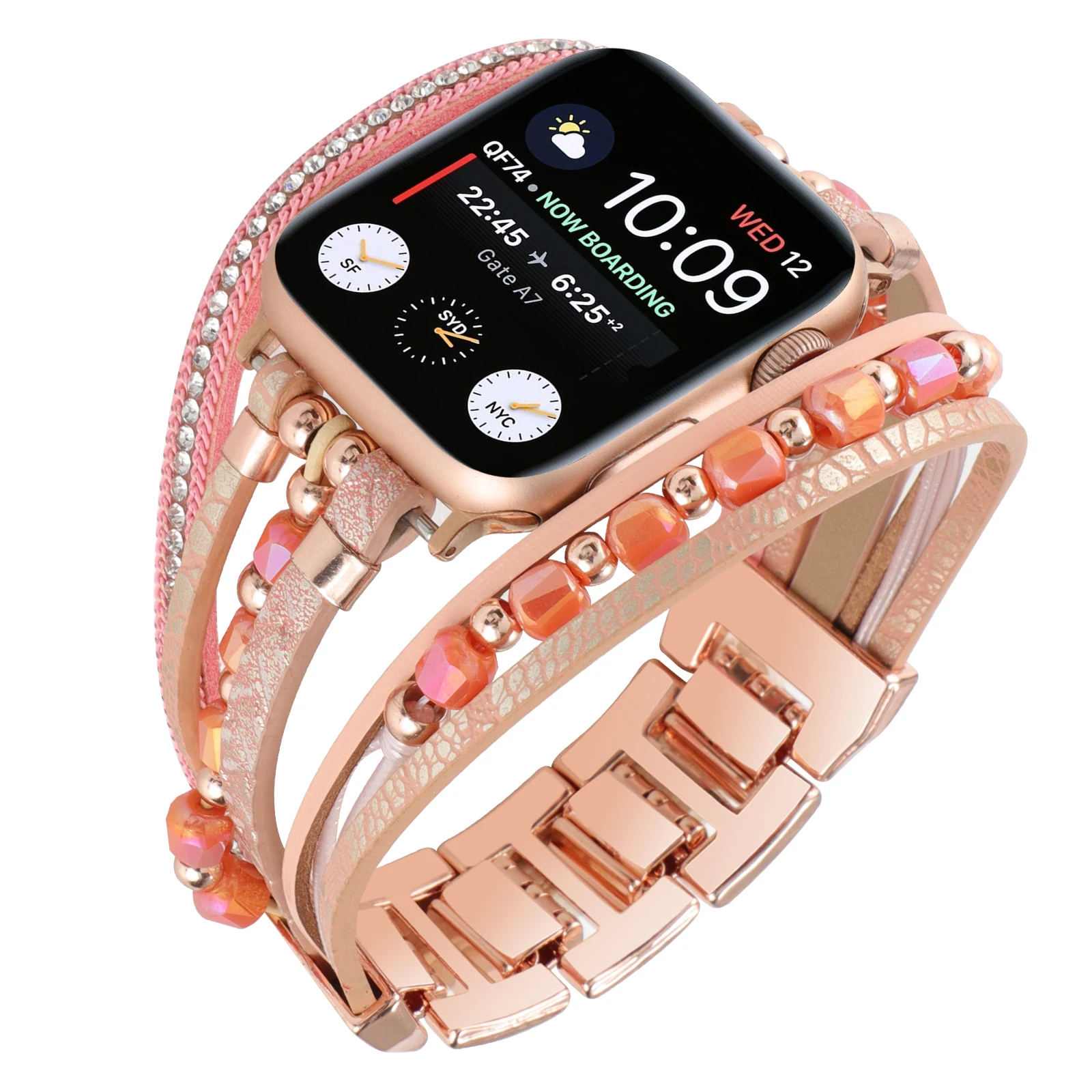 Stainless steel strap for Apple watch band bracelet chain for iwatch87654321SE Ultra 38 40 41 42 44 45 49mm leather women wrist