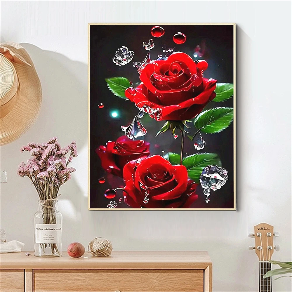 AZQSD Diamond Painting Full Drill Rose Flower Rhinestones Pictures 5d Diy Embroidery Floral 30x40cm Mosaic Cross Stitch Kits