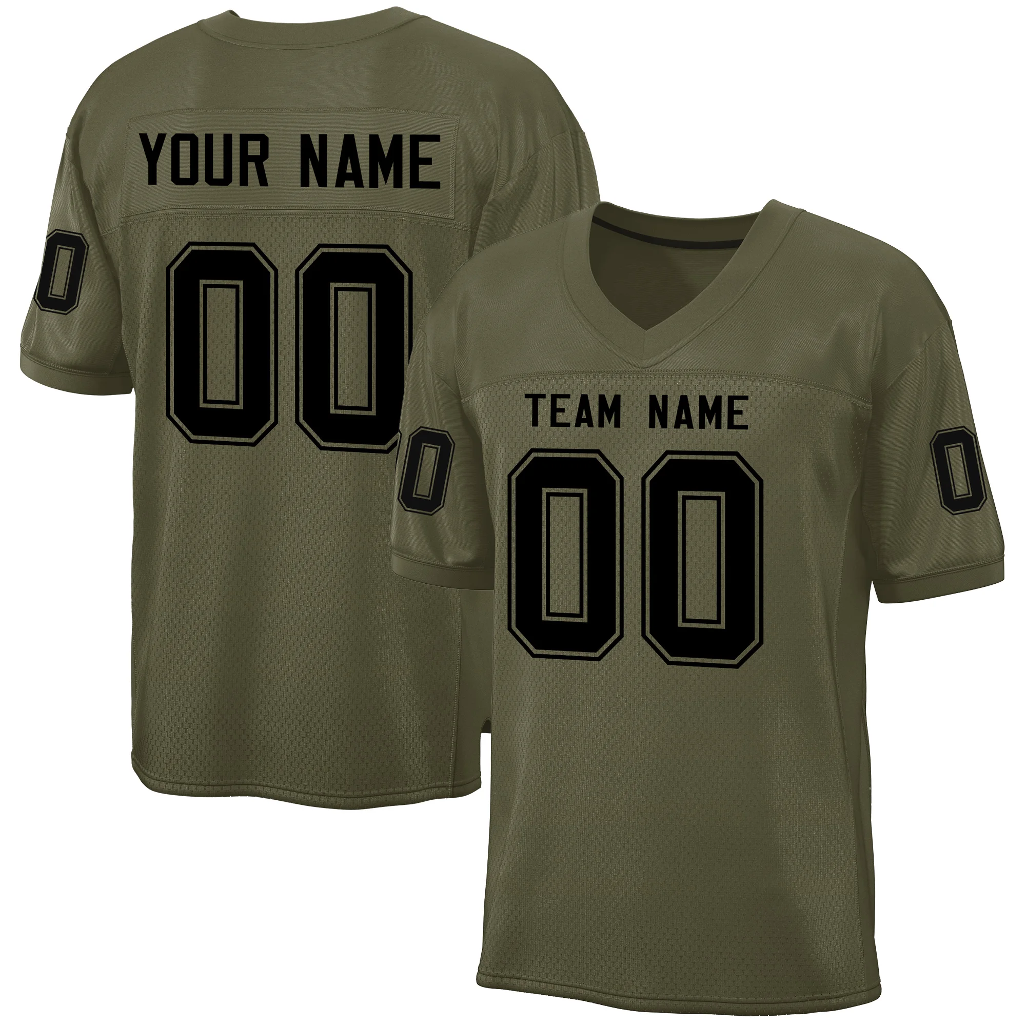 Personalized Green Football Jersey Printed Letter Number Football Tee Shirt Athletic Uniform Big Size
