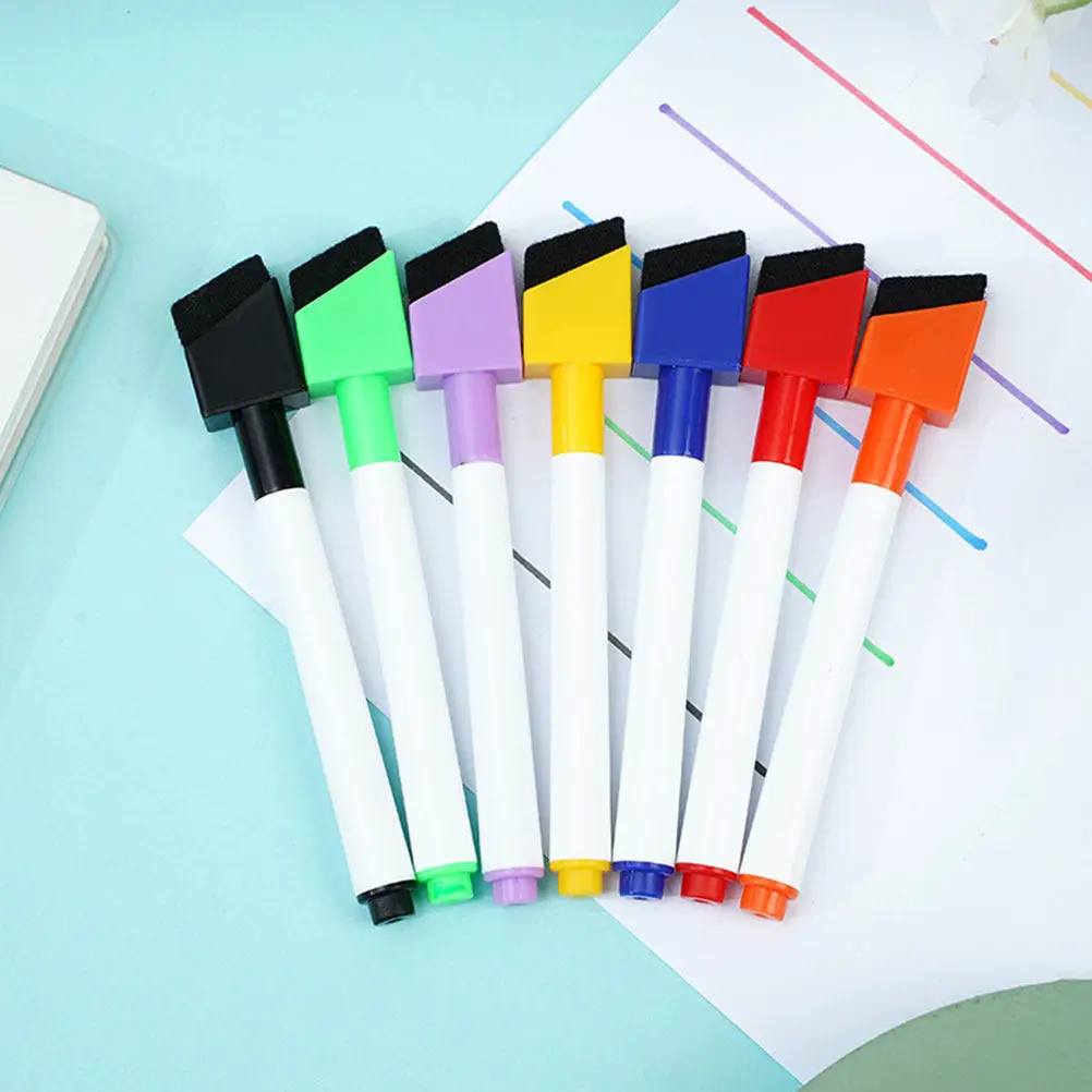 

Набор из 8 разноцветных маркеров для белой доски со скошенным наконечником, сухостираемые ручки для заметок в классе и офисе