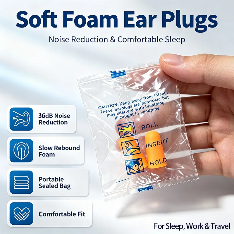 Noise-Canceling Earplugs PU Foam Noise Reducing Sleep Individually Packaged for Work and Study Noise Canceling Anti Snoring