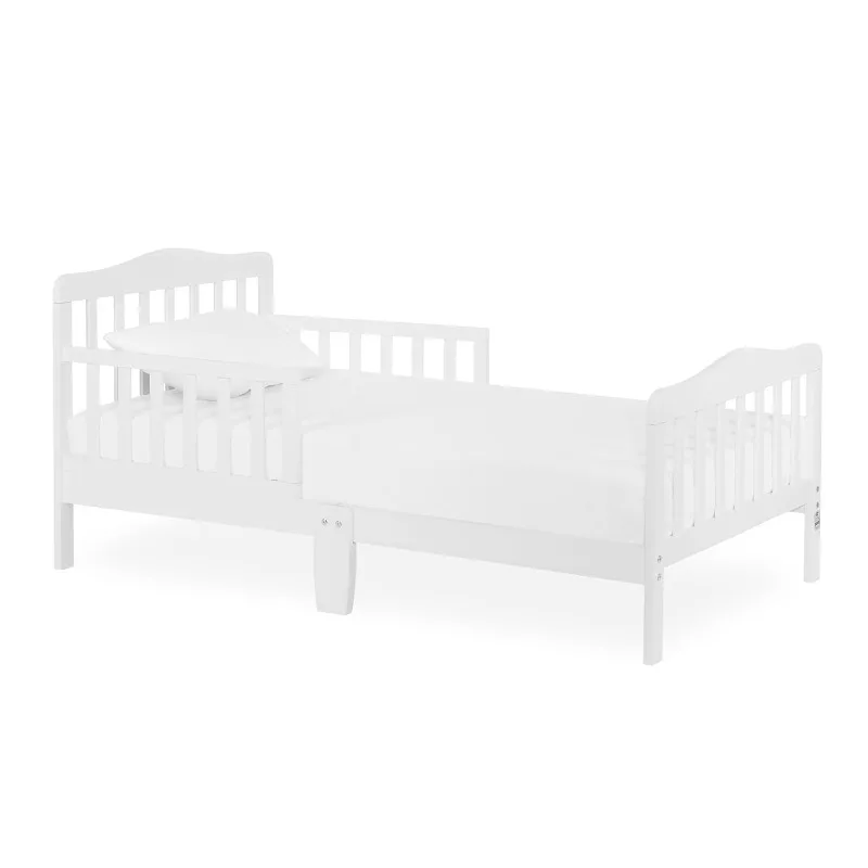 

Classic Design Toddler Bed In White, Greenguard Gold And JPMA Certified, Low To Floor Design, Two Side Safety rails, Non-Toxic F
