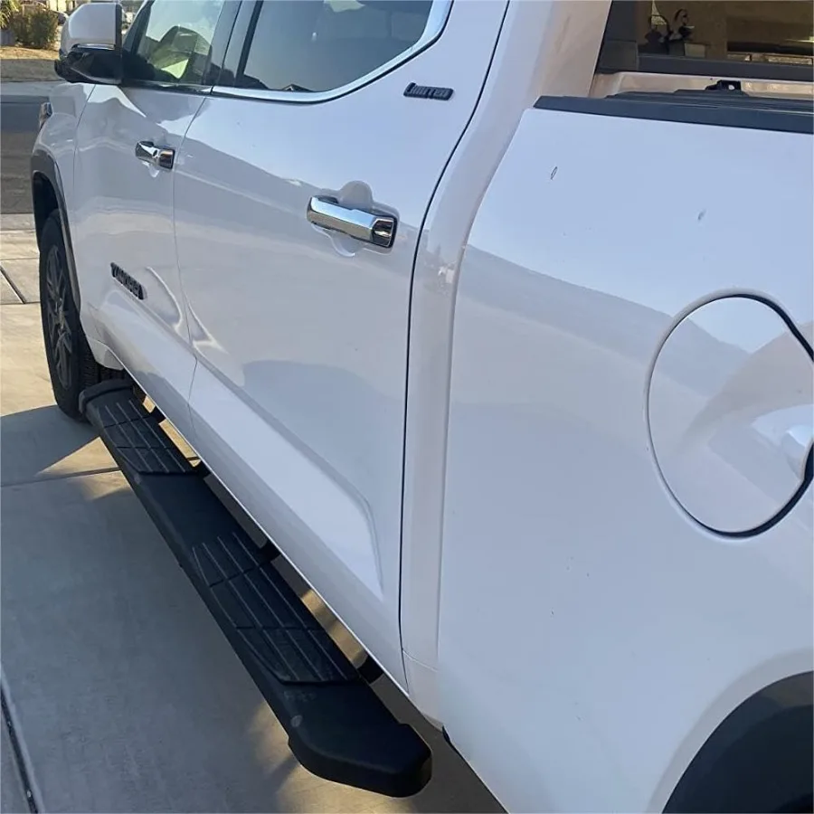 لوحات تشغيل 6.5 متوافقة مع 2022-2025 Toyota Tundra Crewmax Cab 4 باب كامل الحجم لوحات جري بيضاوية مسطحة سوداء مكونة من قطعتين