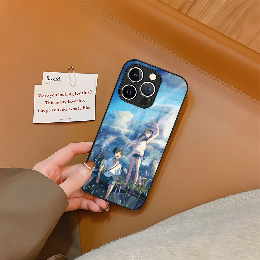 Weathering With You Phone Case Tempered Glass For iPhone 16 15 13 14 12 11 Pro XS Max Plus Mini SE2020 Coque