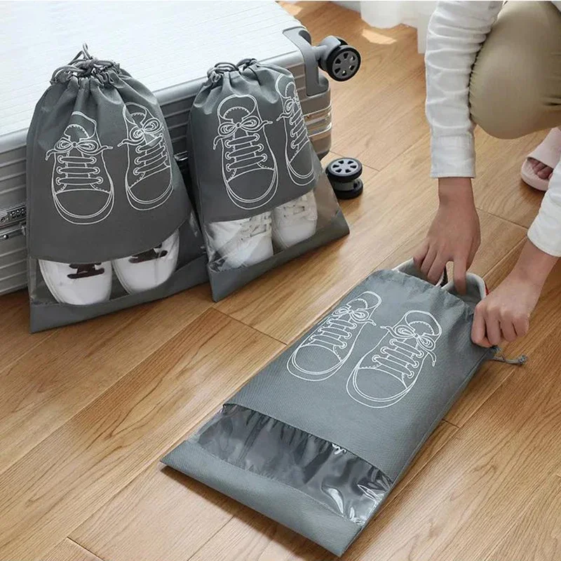 1 Pc Shoes Storage Bag Closet Organizer Non-woven Travel Portable Bag Waterproof Pocket Clothing Classified Hanging Bag L size