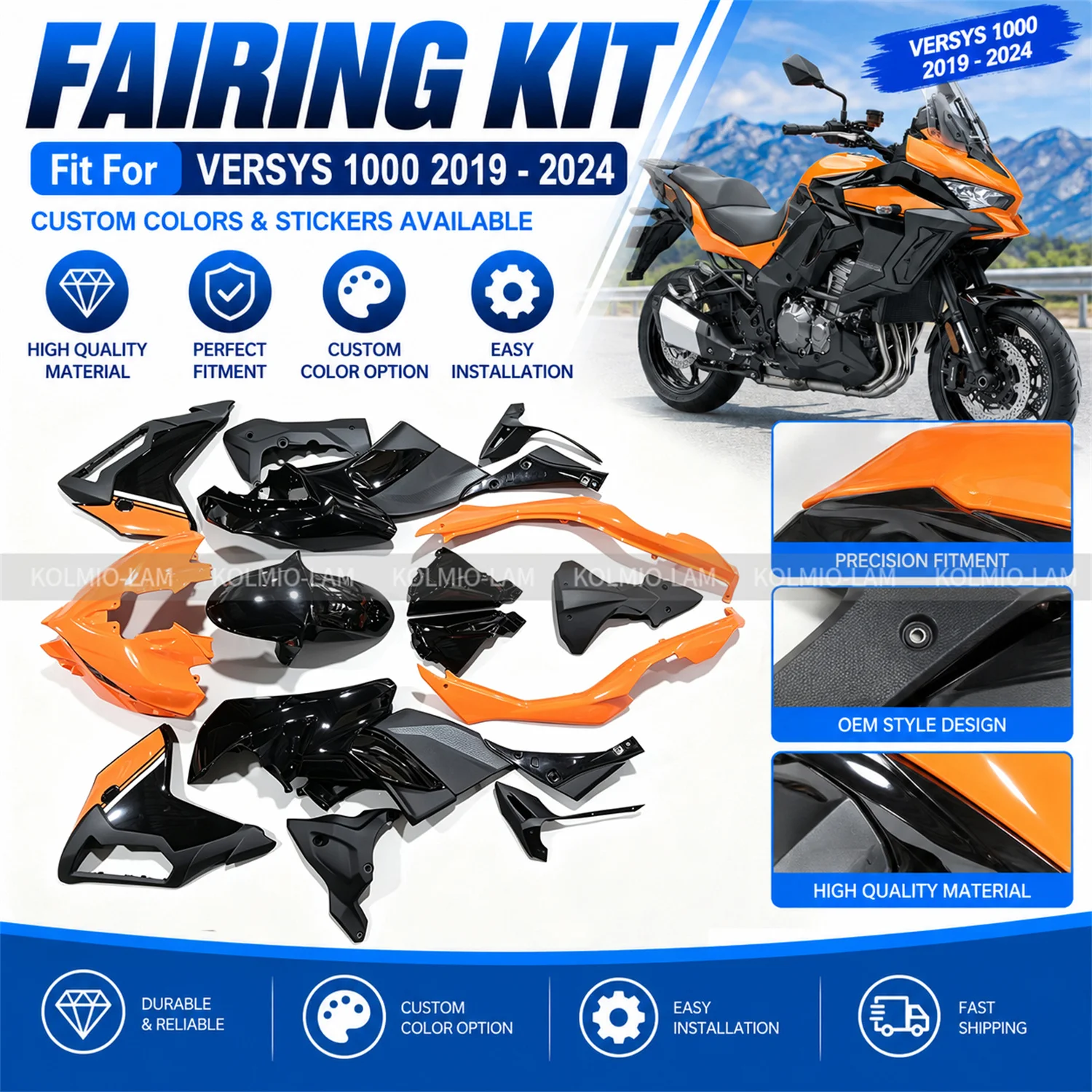 Fit For 2019 - 2024 Kawasaki Versys 1000 KLE1000 Motorcycle Accessories Shell Fairing Bodywork Kit Set Versys1000 2020 2021 2022