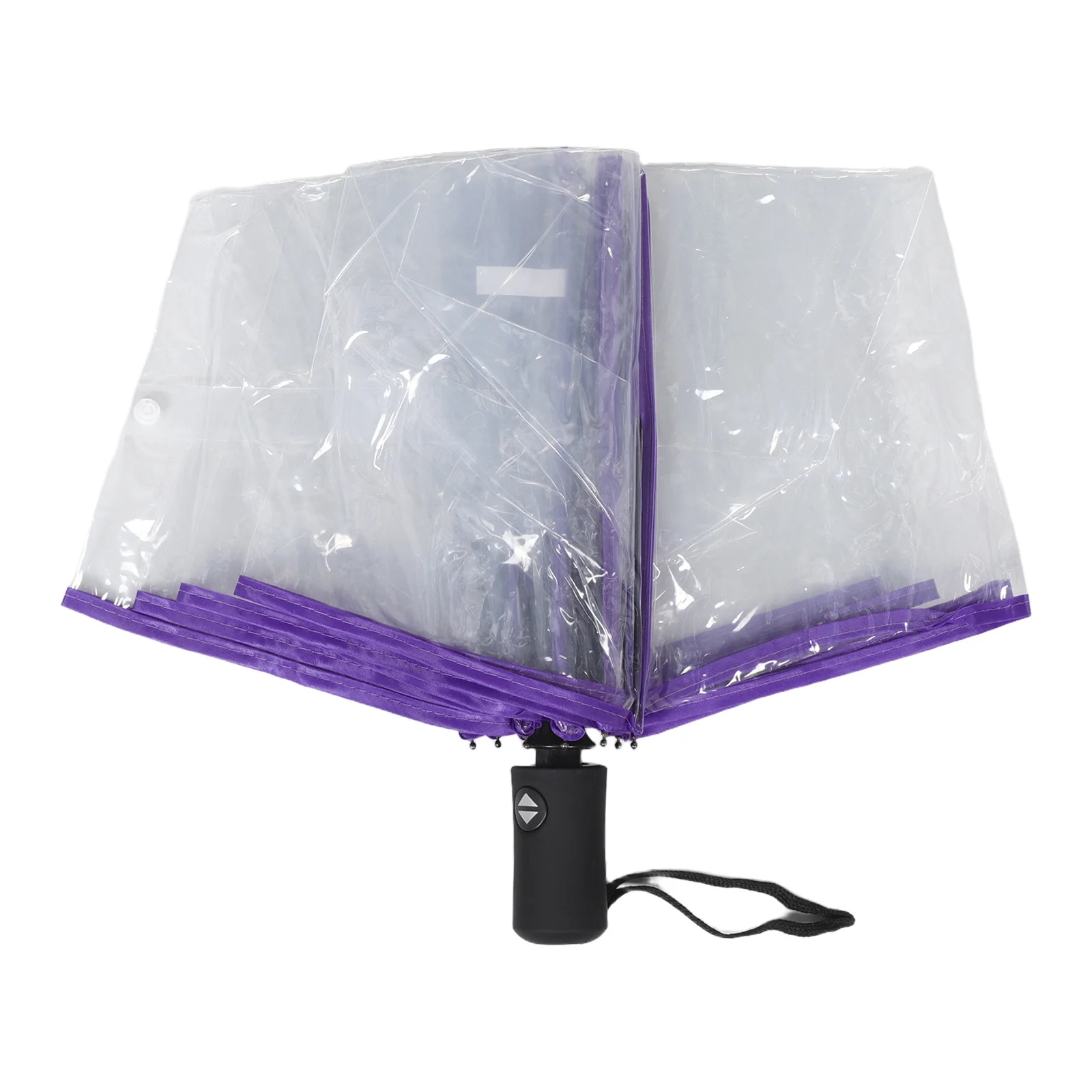 

Clear Automatic Folding Umbrella Compact Transparent Three-Fold Travel Windproof Open Close Rain Umbrella for Women Men Wedding