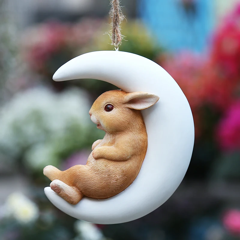 

Courtyard Decoration Tree Decorative Hanger Creative Animal Kitten Pendant Resin Bunny Decoration Decoration