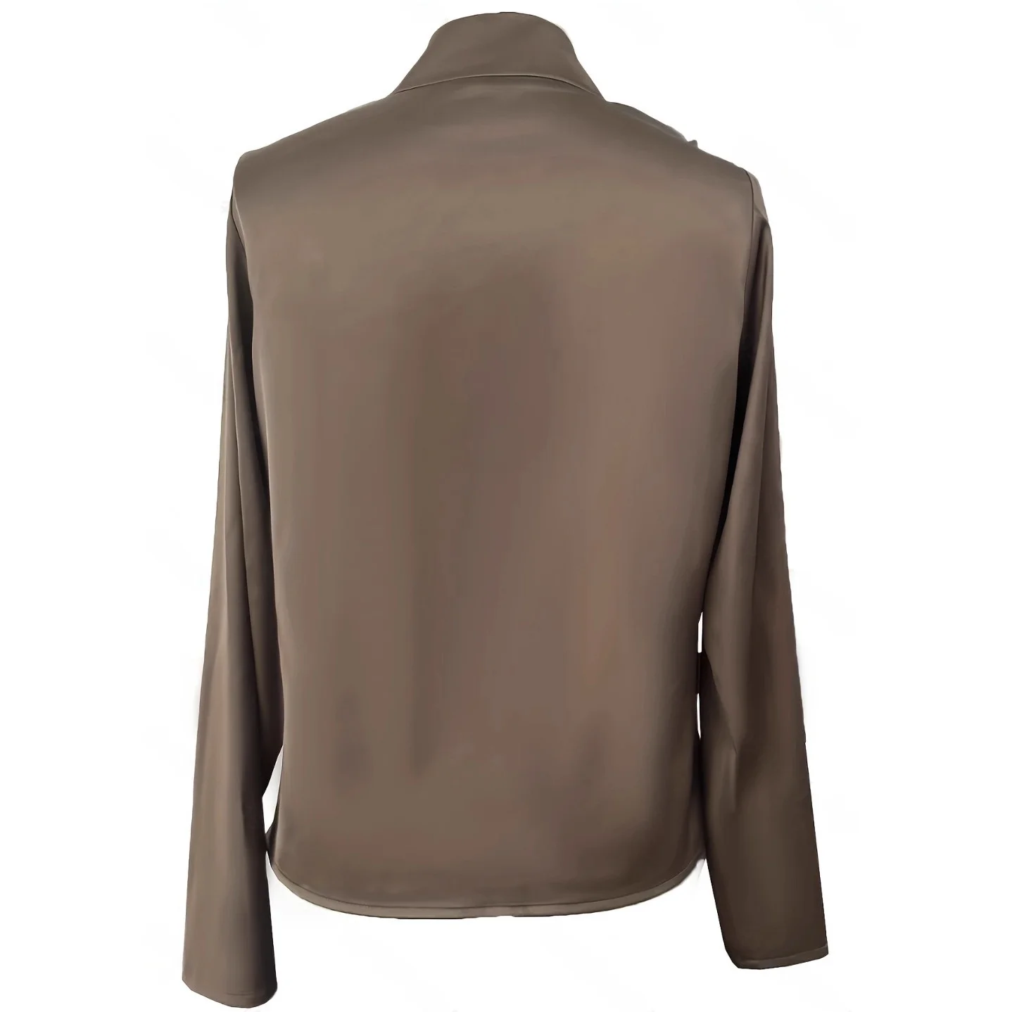

Elegant Long Sleeve Silk Shirt Women's V-Neck Design Sense Decorative Belt Slim Fit Gentleman Style Soft Satin Fabric Shirt