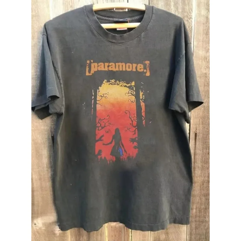 Charcoal neutral shirt pattern Harajuku T-shirt Paramore shirt brick drilling brick pattern