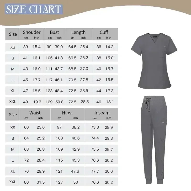 Scrubs Uniform Suit Short Sleeve V-neck Tops+jogger Pants Set Nursing Uniform Women Multicolor Pet Doctor Scrub Medical Workwear