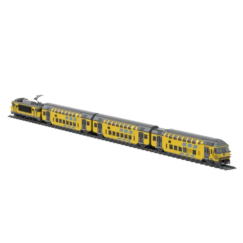 MOC Dutch Double-decker Train Building Blocks Assembly Transport Carriage Model Creative Bricks Railway Locomotive Toy Kids Gift