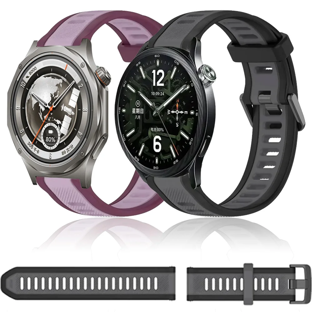 18/20/22mm Silicone Strap For Xiaomi 5/S5-4-3-2 Adjustable Watchband Correa OPPO X3-S-X2-X3 Mini Oneplus Watch 4-Lite-3 46/43mm