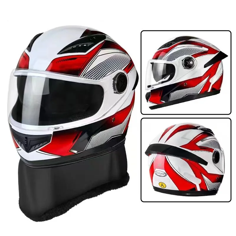 

Motorcycle helmets for men and women in autumn and winter, full helmets to keep warm and half helmets to surround electric