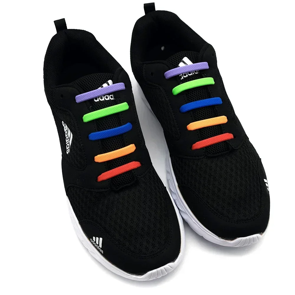16pcs/Lot Lazy Shoes Accessories Elastic Silicone Shoelaces Shoelace Creative Kids Adult Sneakers Quick No Tie Rubber Shoelaces image 5