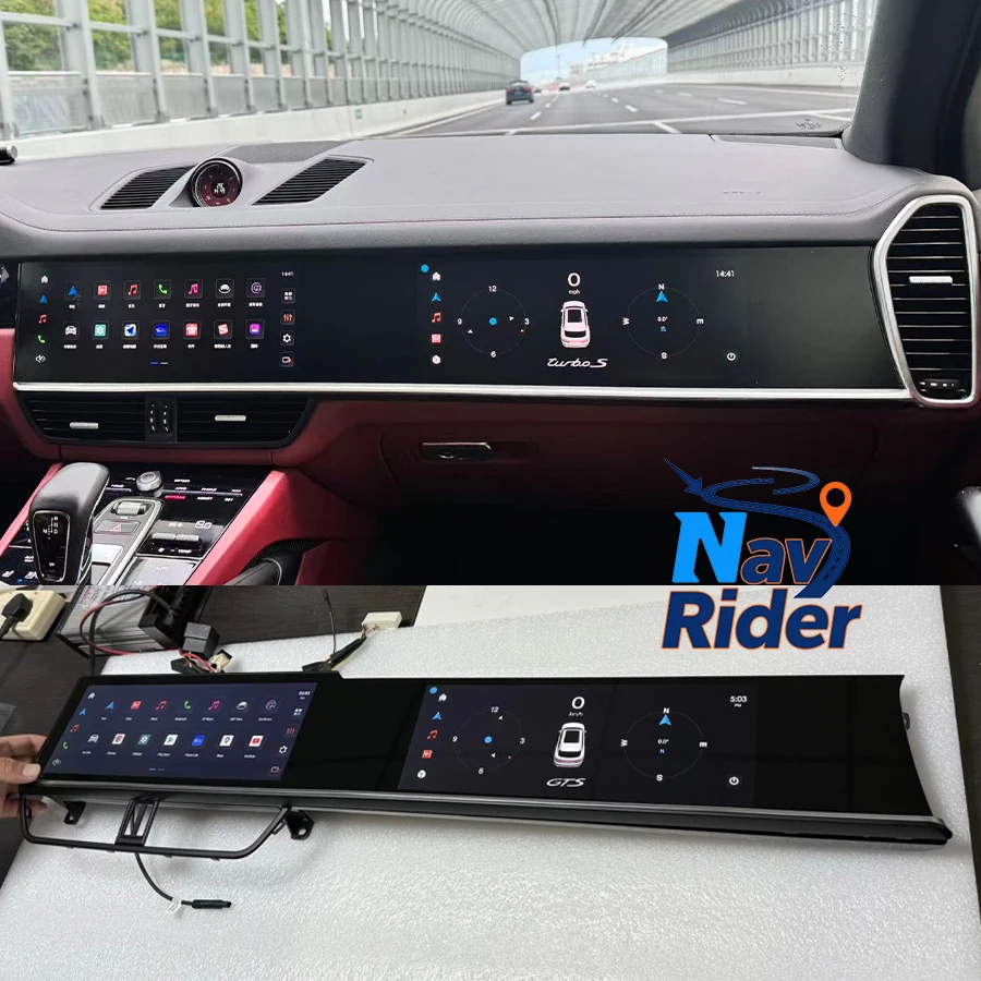 Dual System Car Multimedia Dual Screen Android Auto Carplay 12.3+12.3inch For Porsche Cayenne 2018-2023 Player Stereo GPS