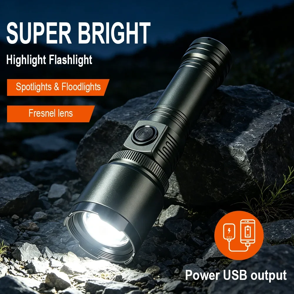 

BORUiT 1200LM Tactical Zoom Flashlight 5 Modes USB-C Rechargeable Torch Light Outdoor SOS Emergency Light Light a Flame