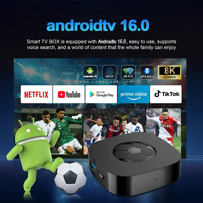 Android 16 T1 Ultra Smart TV Box 8GB+128GB RK3518 Google Assistant 8K Video Bluetooth5.4 Media Player for Netflix YouTube
