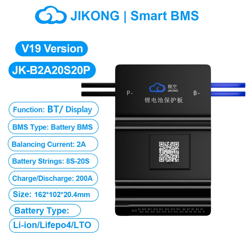 JKBMS(电子) JIKONG V19 JK BMS 4S-8S-24S Smart BMS BT APP RS485 CAN HEAT 0.4A-2A 12V-100V Aktives Balancing-BMS für Li-Ion, LiFePO4, LTO Batterien 6
