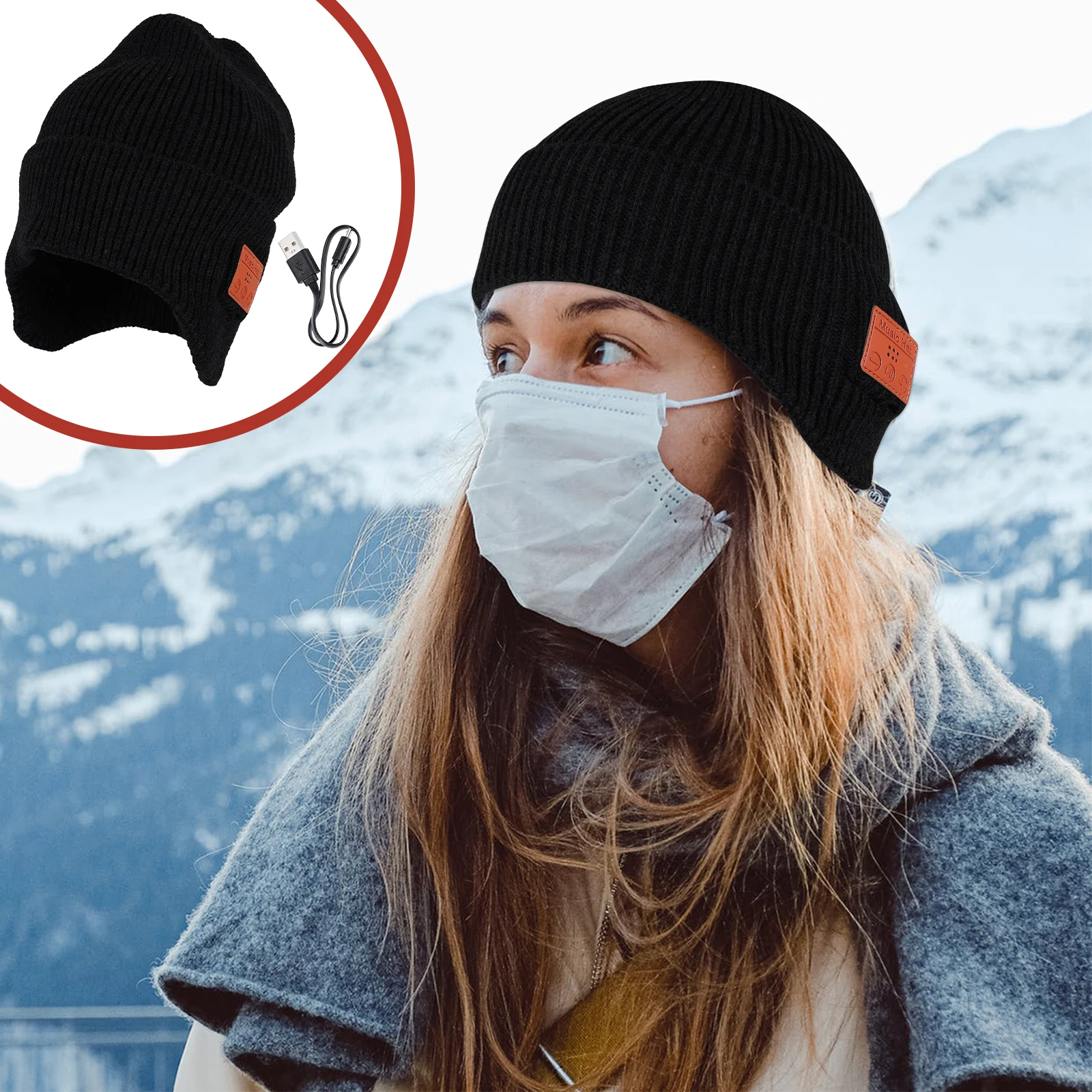 

1pc Fashionable Warm Winter Earflap Hat Acrylic Windproof Headwear For Women Outdoor Casual Party Rapper Style Ear Cuff Hat