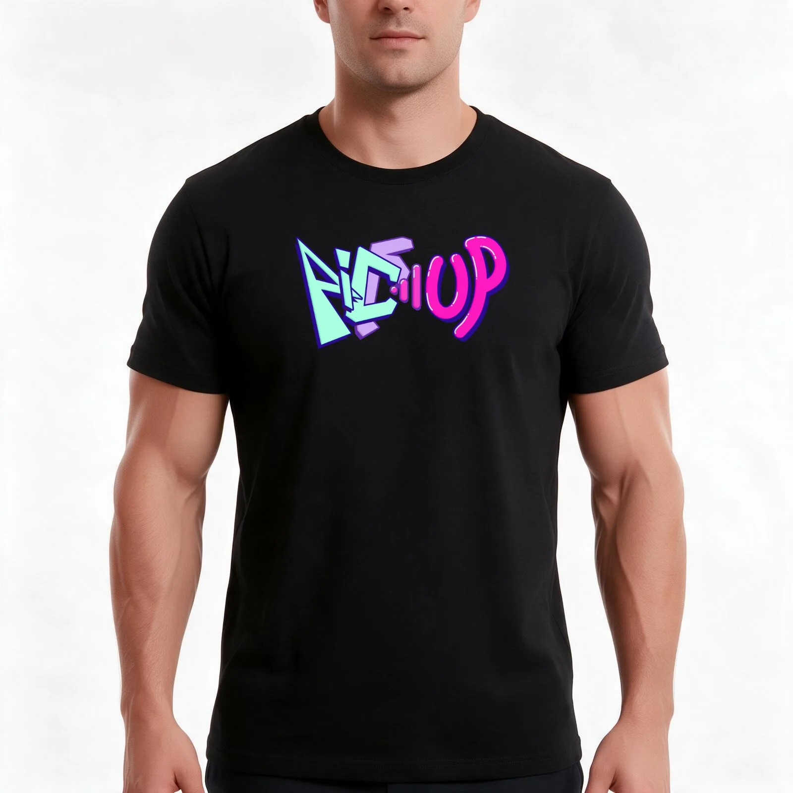 Pic-Up Logo T-Shirt, Summer Casual Cotton Tee, Oversized Streetwear Tops, Vintage Graphic Print, Loose Fit Short Sleeve