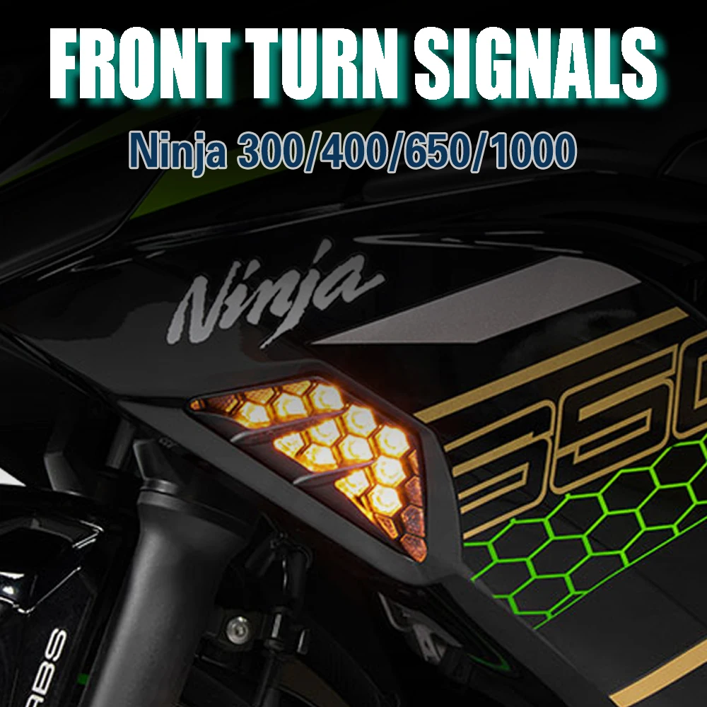 For Kawasaki ZX6R ZX-6R Ninja 300 400 650 1000 Ninja300 Ninja400 Ninja650 Ninja1000 New Front Turn Signals Light Turning Lamp