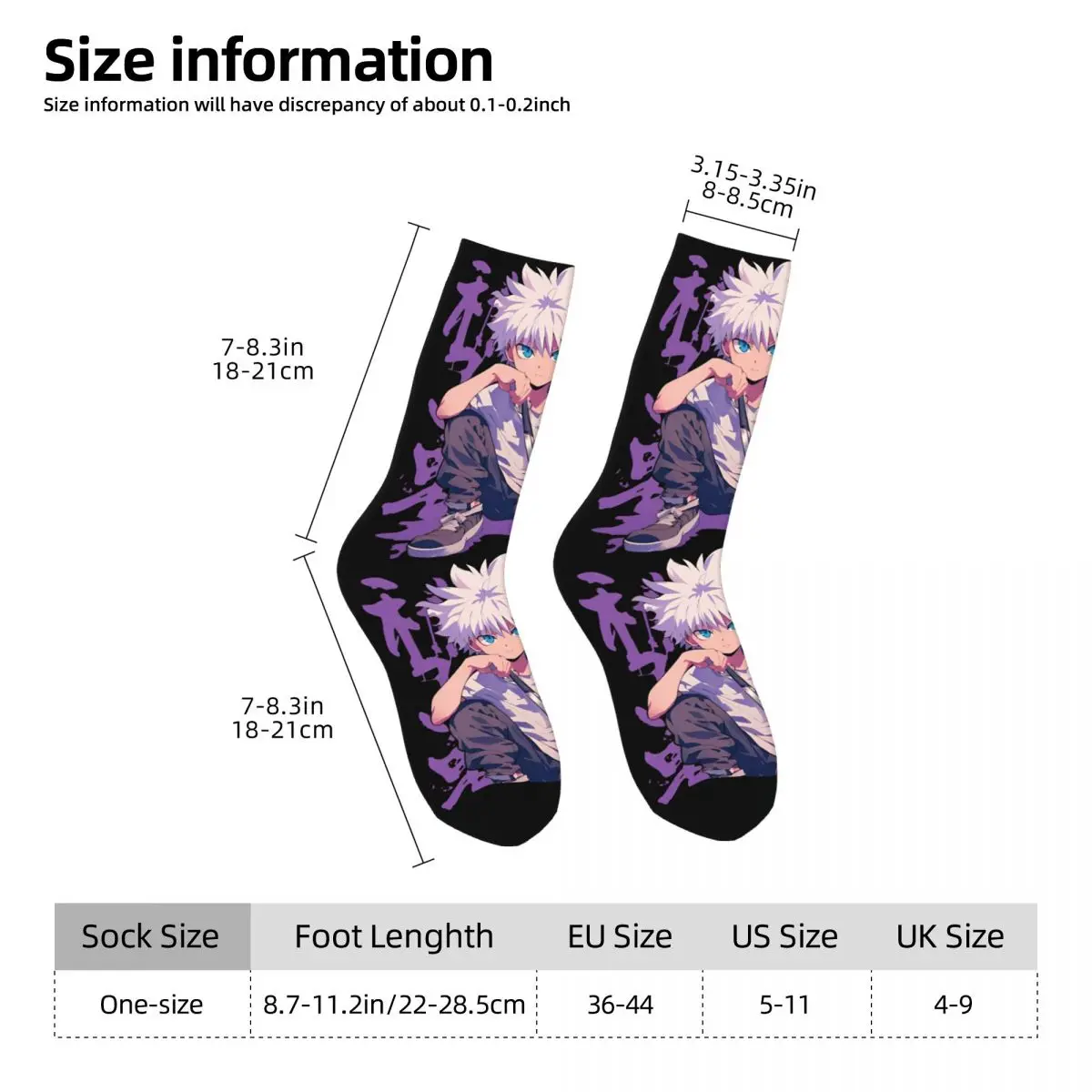 Autumn Winter Casual Men\'s Women\'s Anime Hunter X Hunter Killua Socks Sweat Absorbing Middle Tube Socks