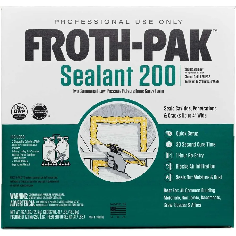 Spray Foam Sealant Kit, 9ft Hose. Improved Low GWP Formula. Seals Cavities,