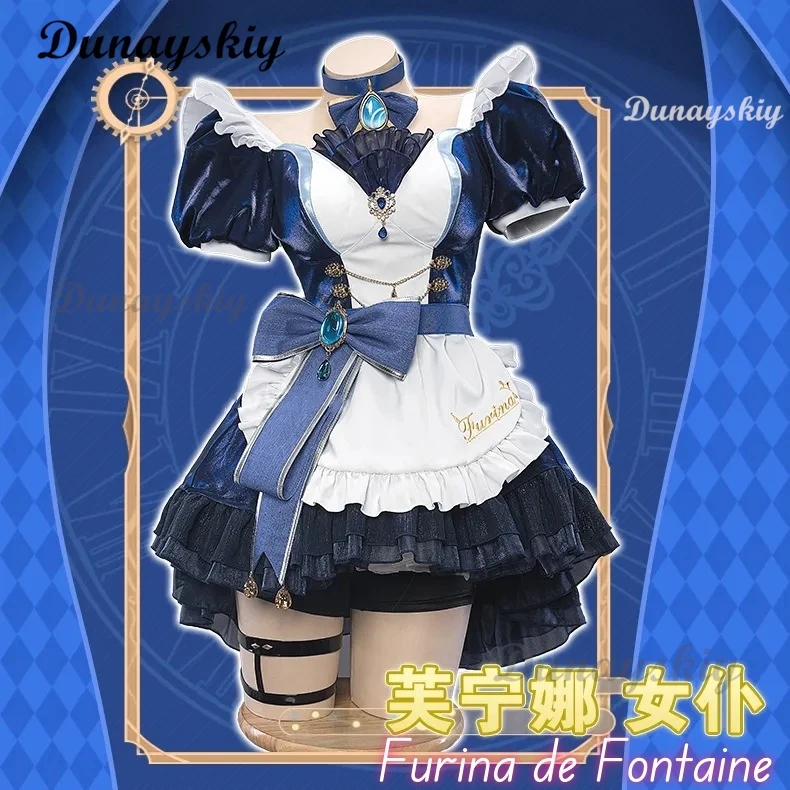 

Focalors Cosplay Furina Costume Daily Maid Uniform Anime Game Role Play GAME Genshin Impact Fontaine Focalors Women Focalors