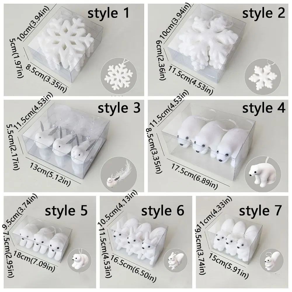 الأبيض شجرة عيد الميلاد قلادة الدب القطبي يتدفقون ندفة الثلج معلقة قلادة الحيوان محاكاة عيد الميلاد الدب الحلي السنة الجديدة #6