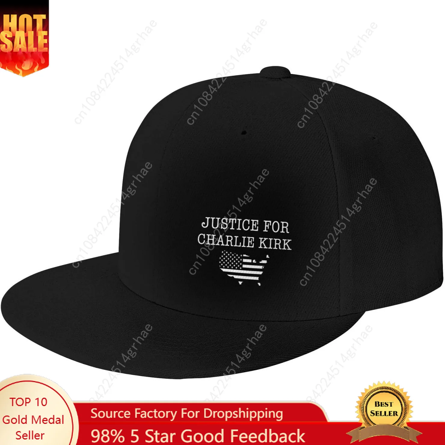

Justice for Charlie Kirk Classic Snapback Hat Cap Hip Hop Style Flat Bill Adjustable Size