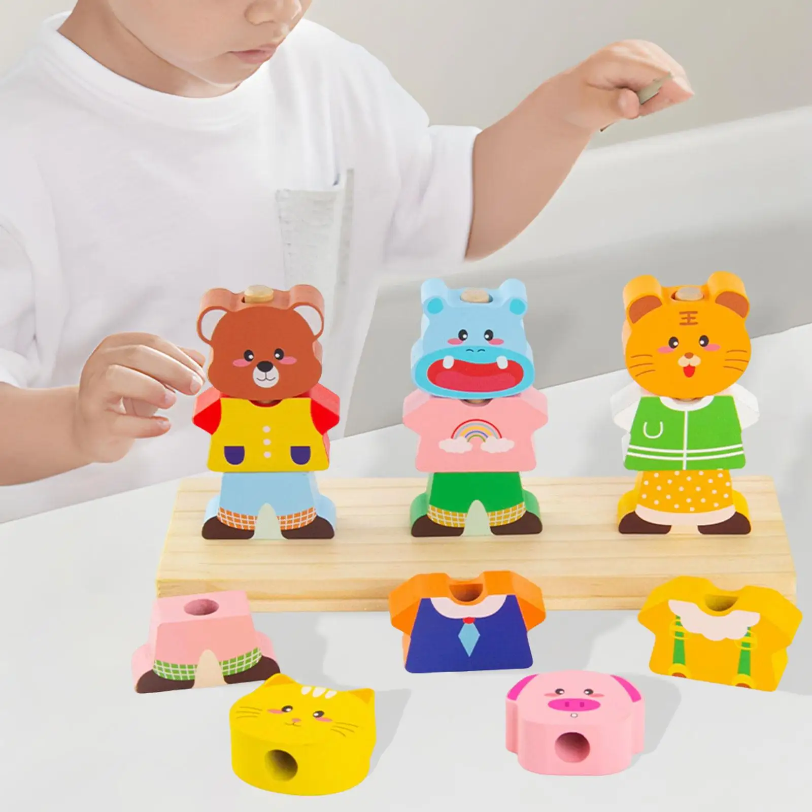 Blocchi impilabili in legno Attività di apprendimento Giocattoli educativi Riconoscimento dei colori Giocattolo sensoriale per bambini Ragazzi Ragazze dai 2 ai 5 anni Regali