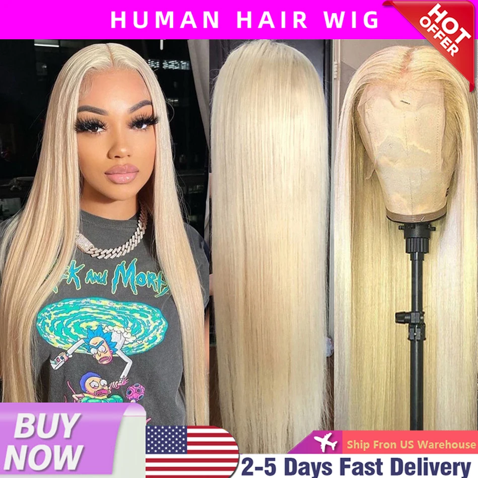 13x4 13x6 blond Transparent 613 HD Straight Lace Frontal Human Hair Wig 38 Inch Lace Brazilian Wig 200 Density Lace Front Wigs