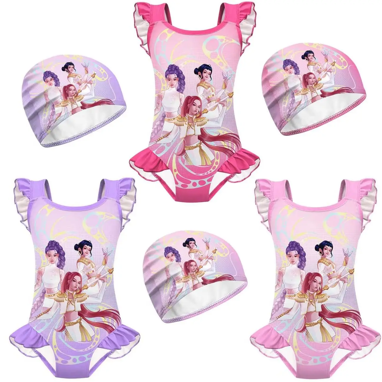 Maillot de bain Kpop pour petites filles, maillot de bain Kpop pour enfants, maillot de bain une pièce pour fillettes