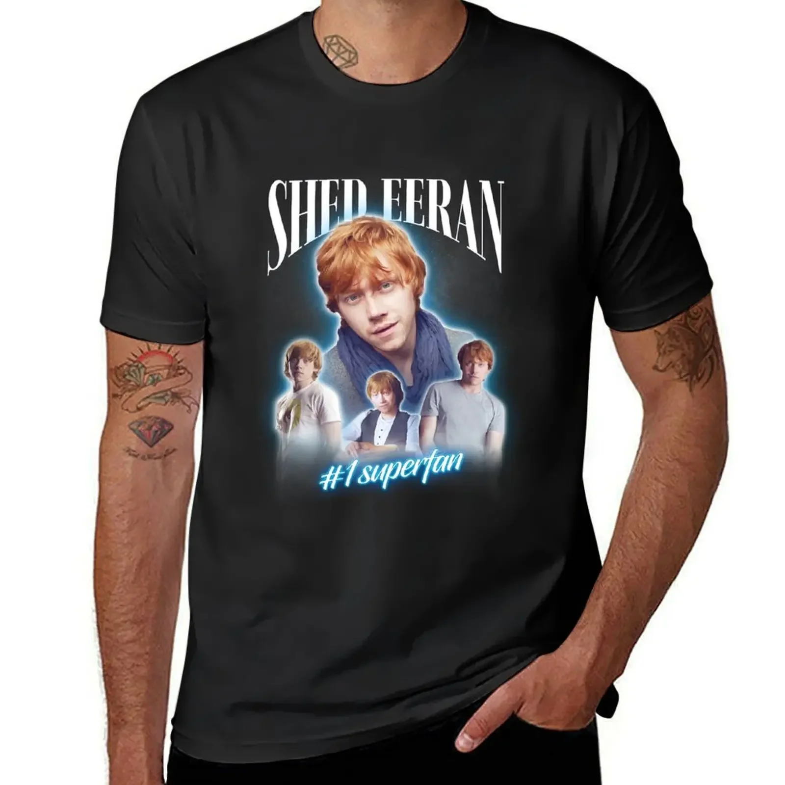

Классическая футболка Rupert Grint Shed Eeran с карикатурой проколов и коллажем фанатов, мужские футболки с графическим принтом, мужские футболки с аниме
