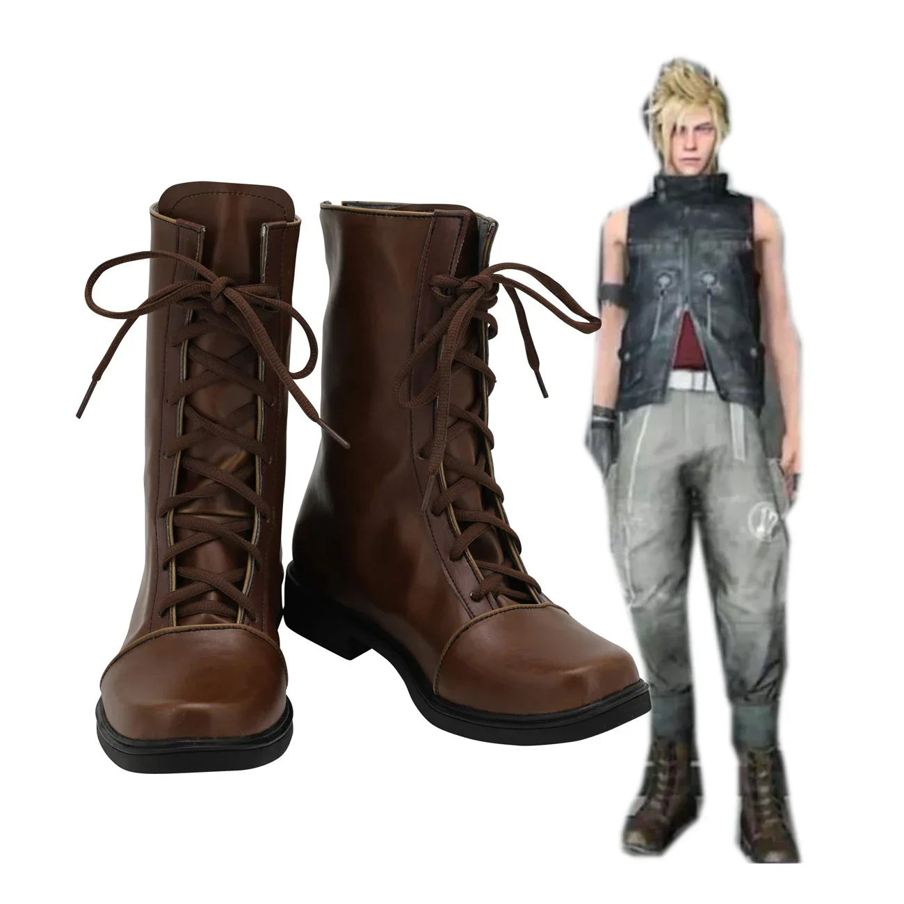 

Final Fantasy XV Prompto Argentum Обувь для косплея Коричневые ботинки Доступны любой размер