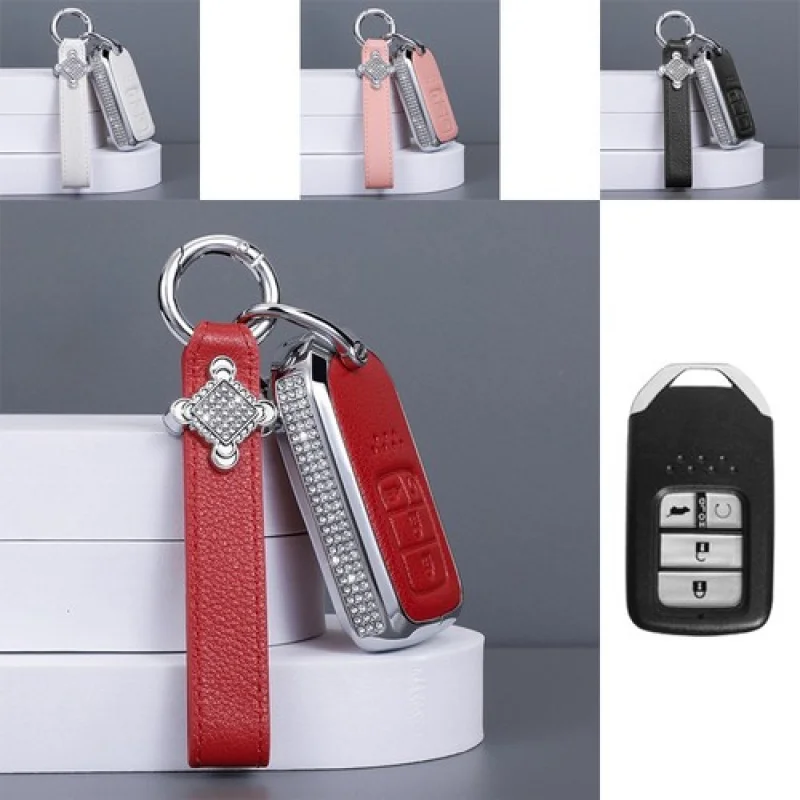 

Кожаный чехол для ключей от автомобиля A + из цинкового сплава для Honda CR-V Jazz HR-V Vezel Fit Accord