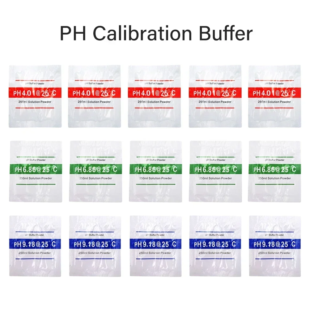 Solução de Calibração Buffer Precisão de pó 0.01ph para Medidor de Testador de ph Medição Digital 15 Pcs ph 4.01 6.86 9.18