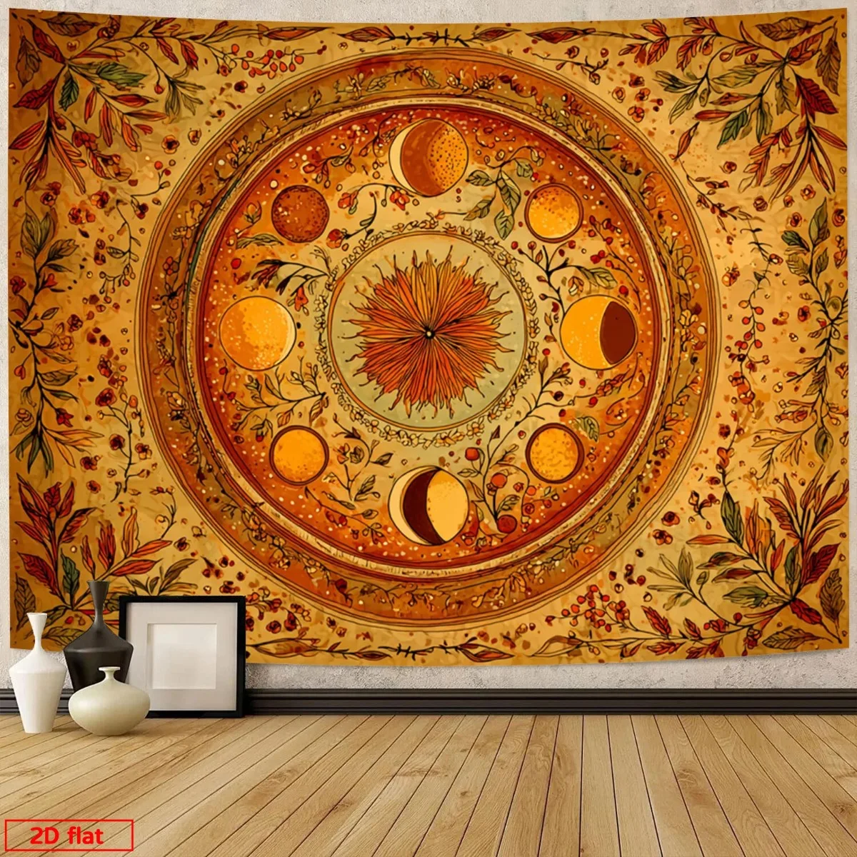 Decorative Bohemian Mandala Tapestry Wall Hanging Golden Floral Sun Boho Vintage Moroccan Art Room Decor Large Size 180x230cm