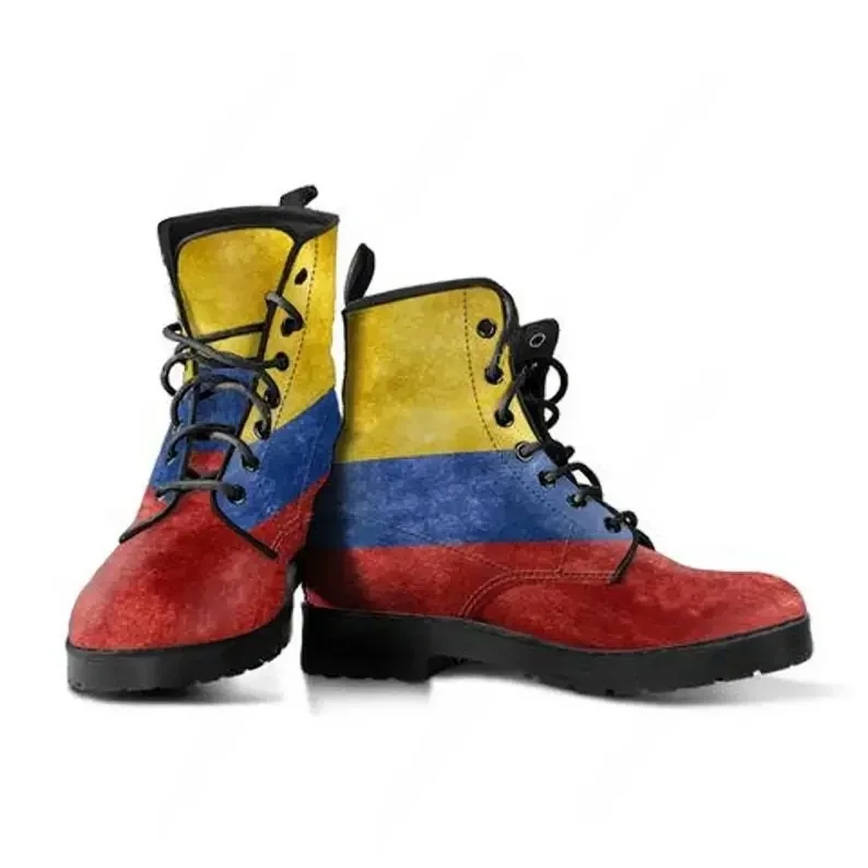 

Colombian Flag Leather Boots, Colombia Handcrafted Custom Print, Colombia Men's Women's Winter Boots / Colombia Footwear