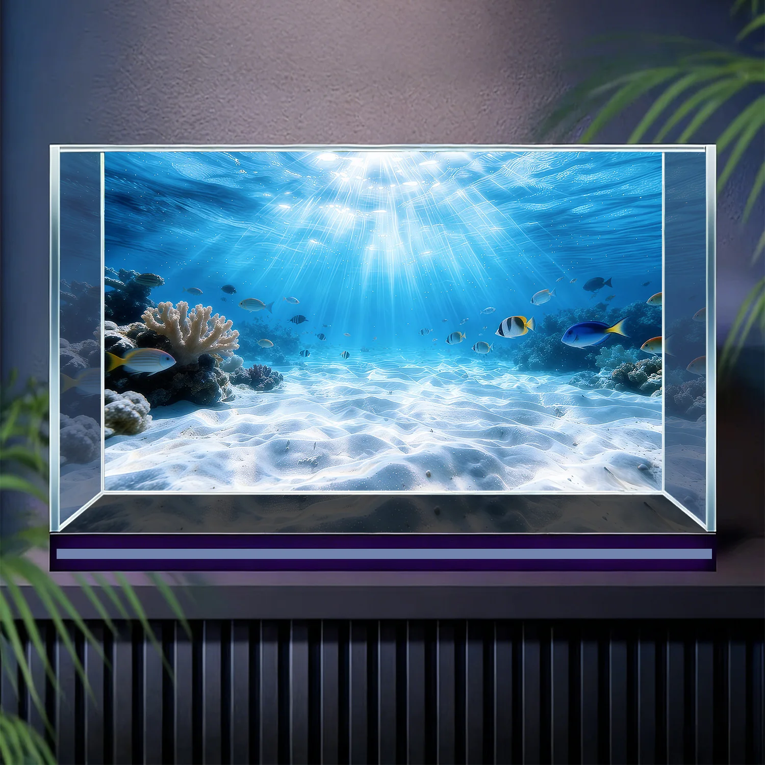 Underwater White Sandy Beach, Fish Tank Background Painting, Aquarium Sticker, Front Self-Adhesive, Fish Tank Landscaping Decor