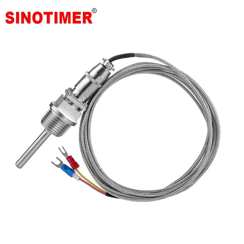 1250°C K Type Detachable 3Pin Connector Temperature Sensor Stainless Steel Probe Thermocouple Tube Thread 1/2’\'NPT Aviation Plug