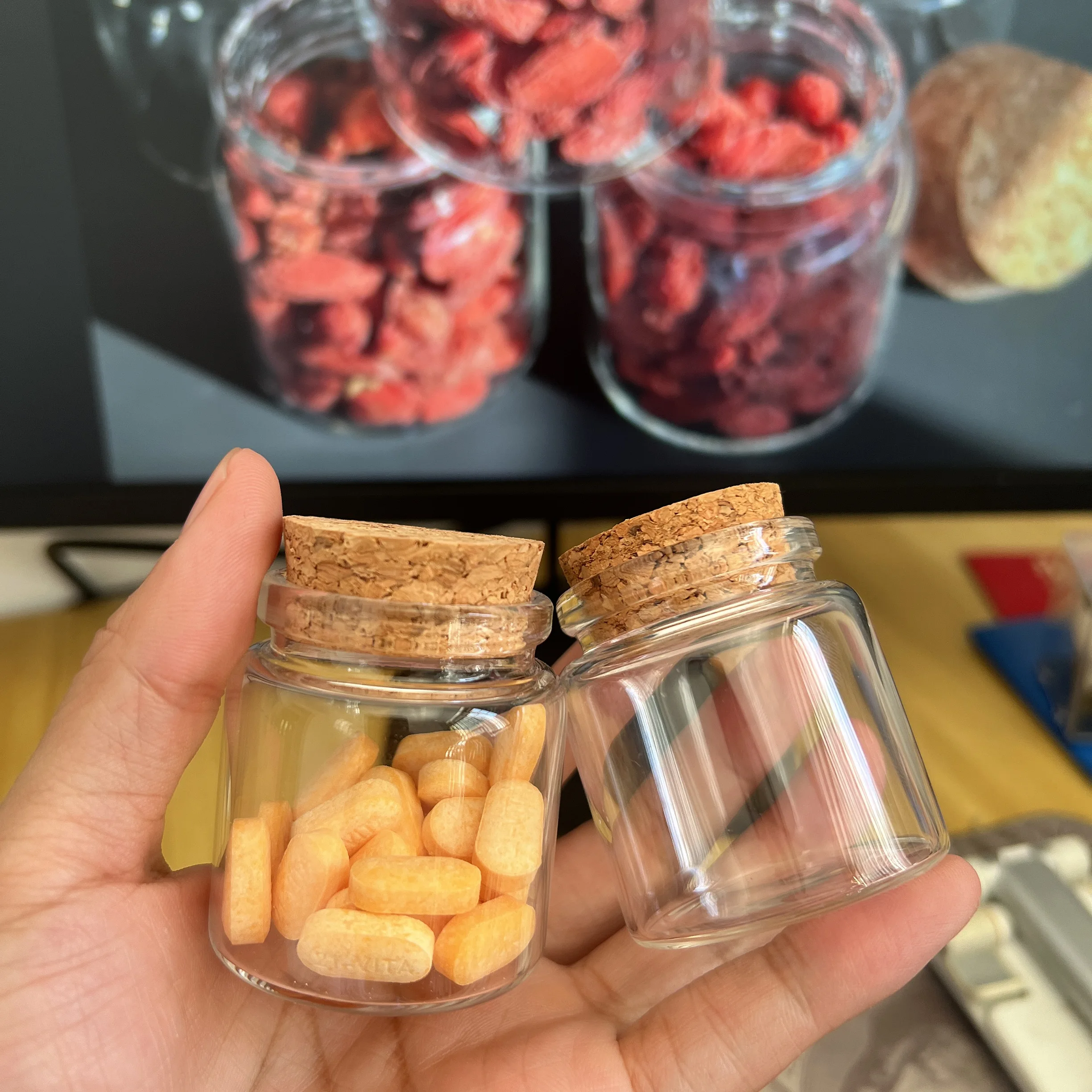 6/12/24 Pcs Small (47x50mm) Glass Bottles Spice Storage 50ml Borosilicate Jars with Cork Stoppers DIY Crafts, Candy, Seeds