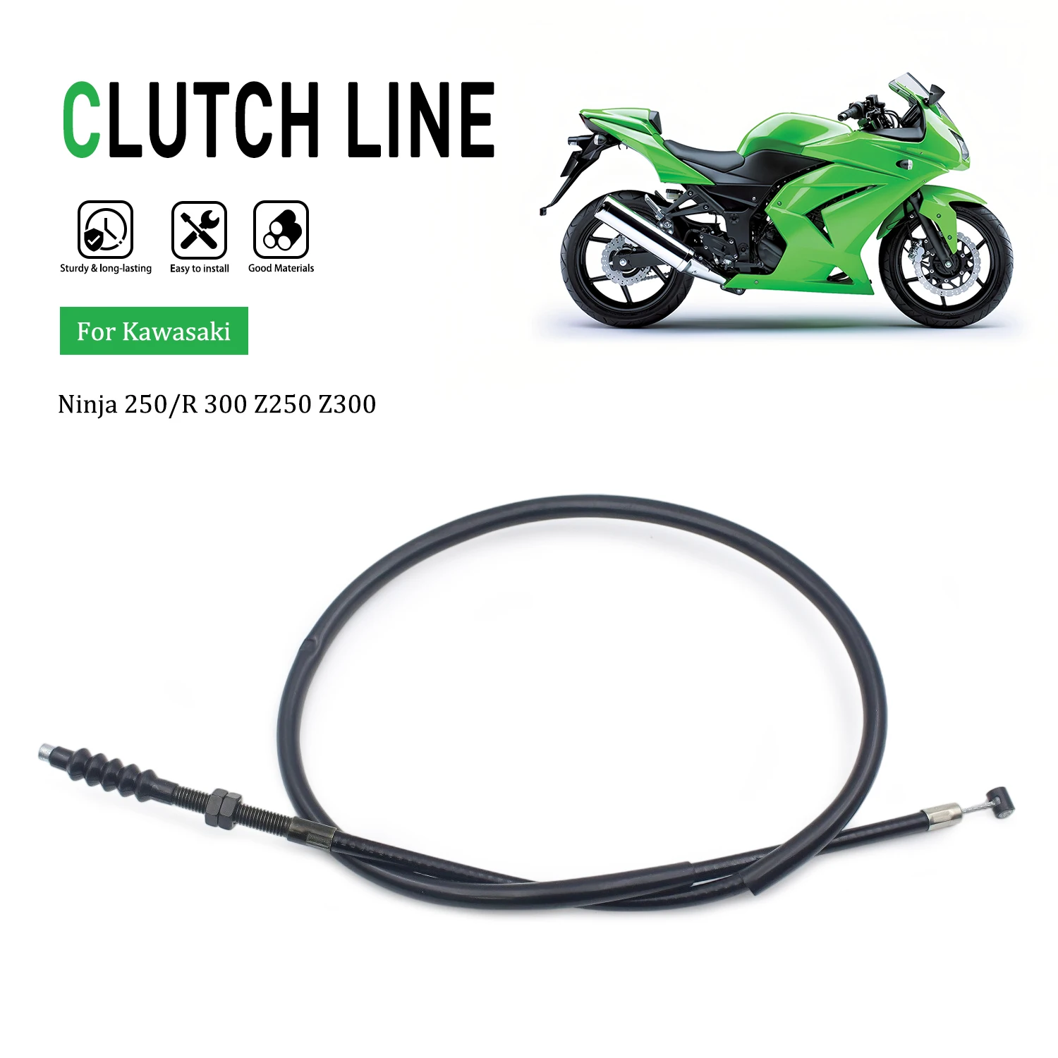 For Kawasaki Ninja 300 EX300 Z250 ER250 Z300 ER300 Ninja 250/R EX250J EX250L/M/R Motorcycle Clutch Cable Replace