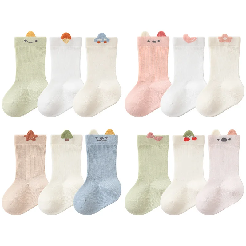 3Pairs/set Newborn Baby Socks For Girls Boys High Quality Cotton Toddler Socks Autumn Winter Cute Cartoon Children's Sock 0-5Y