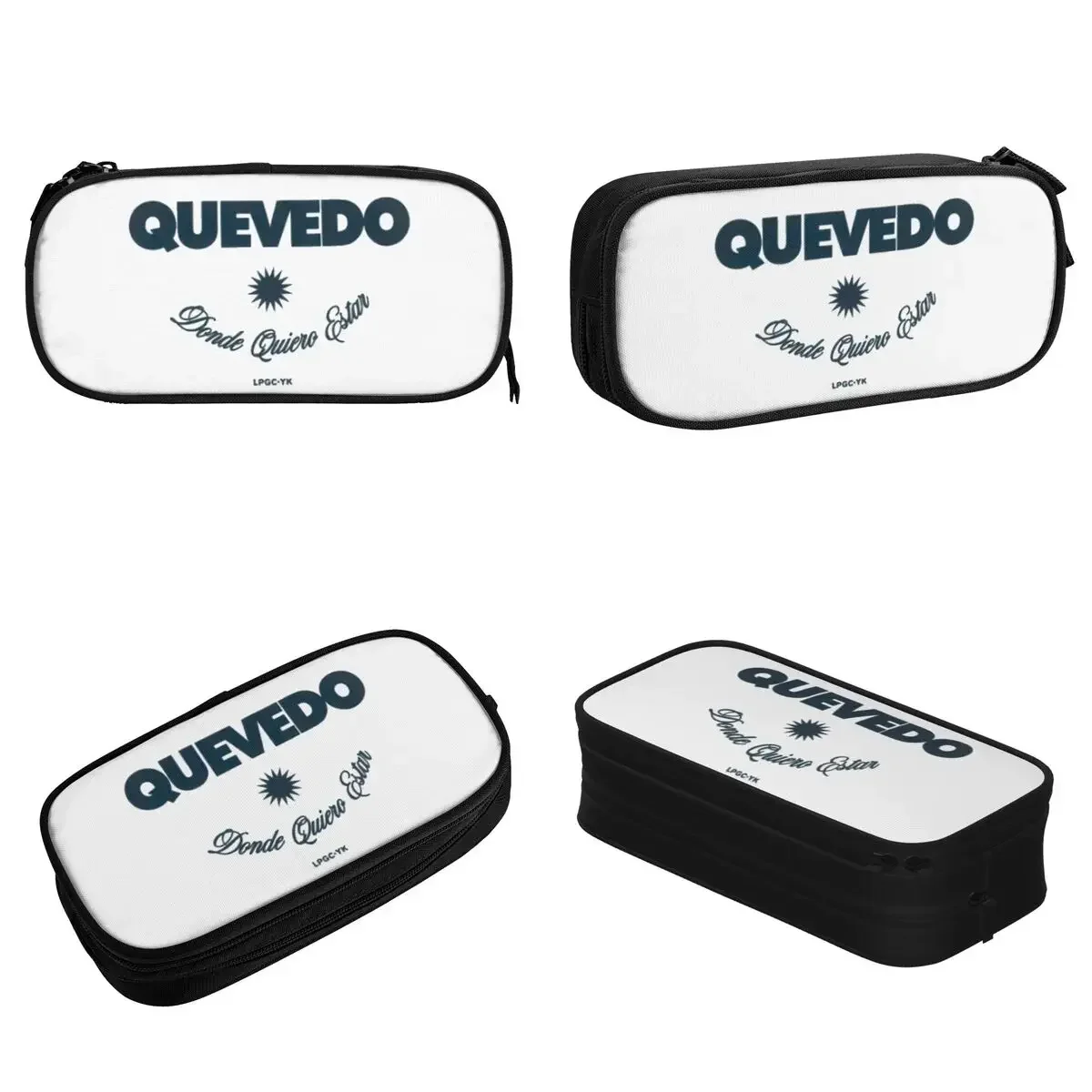 Quevedo Music Logo Pencil Case Pen Holder Bag Student Large Storage Office Cosmetic Pencil Box