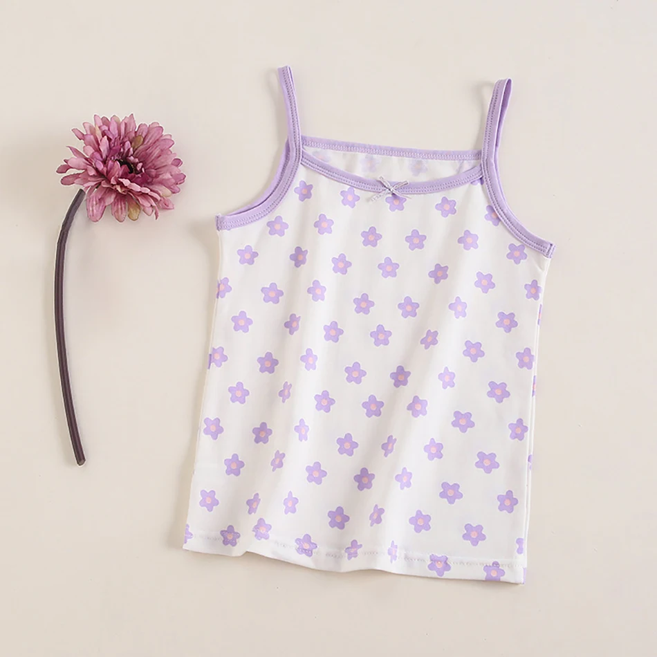 

Baby Girl Summer Sleeveless Bowknot Camisole Children Strappy Short Tank Tops Kids Soft Floral Casual Vest Girls Clothes 2025