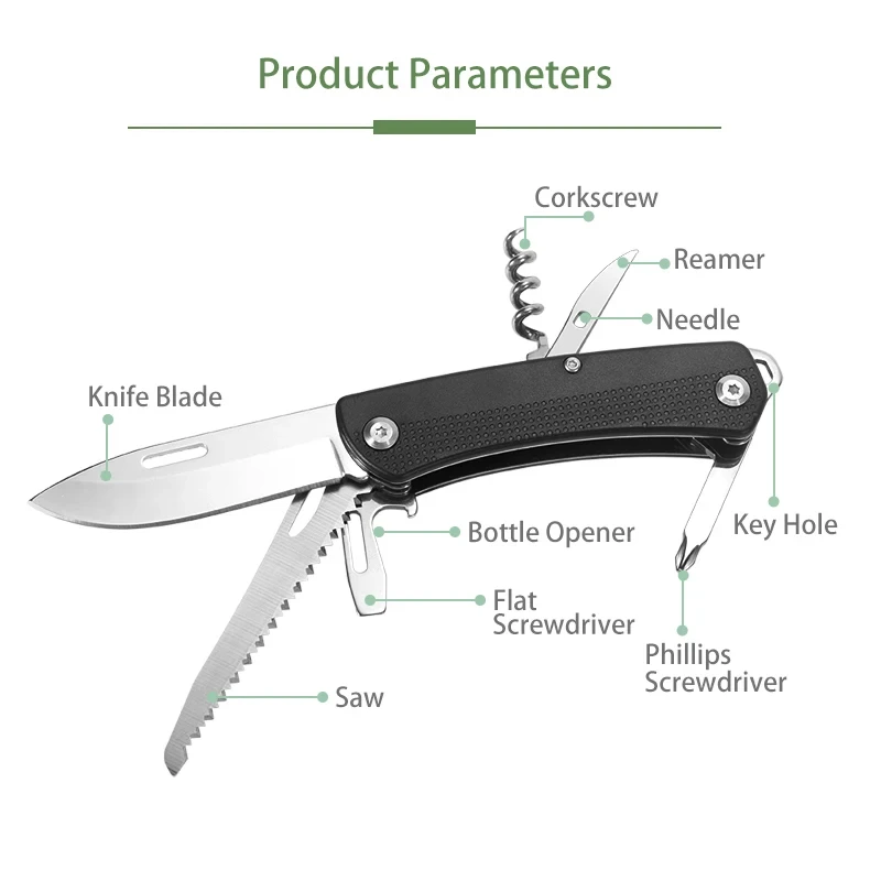 BHBT High Quality Stainless Steel Multi Functional Pocket Tool Knife Outdoor Folding Knife Mini Portable Folding Knife