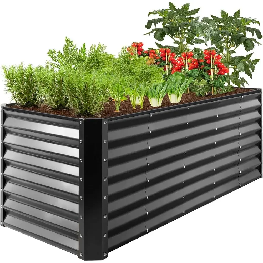 Large 8x2x2ft Outdoor Metal Raised Garden Bed - Ideal for Deep Root Plants, Vegetables, Flowers, and Herbs, 239 Gallon Capacity