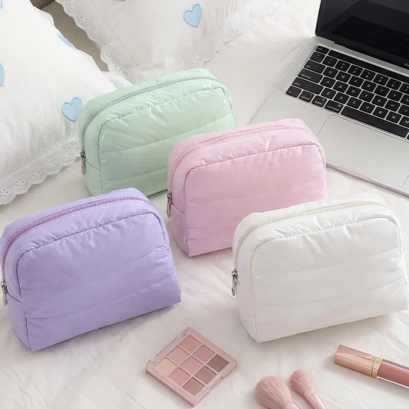 Lightweight travel portable simple down cosmetic bag solid color simple versatile clutch bag multi-functional waterproof toilet